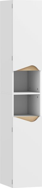 HOMCOM Badezimmerschrank als schmaler Hochschrank in Weiß mit 2 Türen, 2 offenen Fächern und verstellbaren Ablagen, B: 30 cm, T: 34,6 cm, H: 182 cm - Bild 1