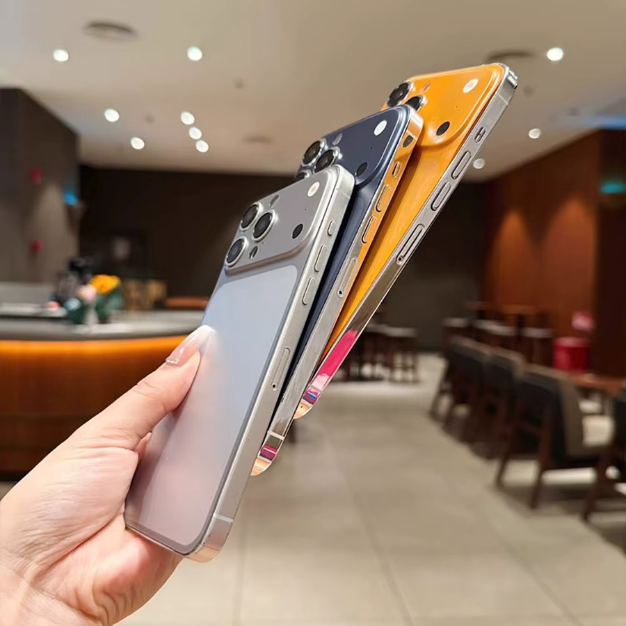 Original Rückseitenfolie für Apple iPhone 13 14 15 16 Pro Max und iPhone 17 Pro Max mit Großfenster in Orange Multicolour - Bild 2