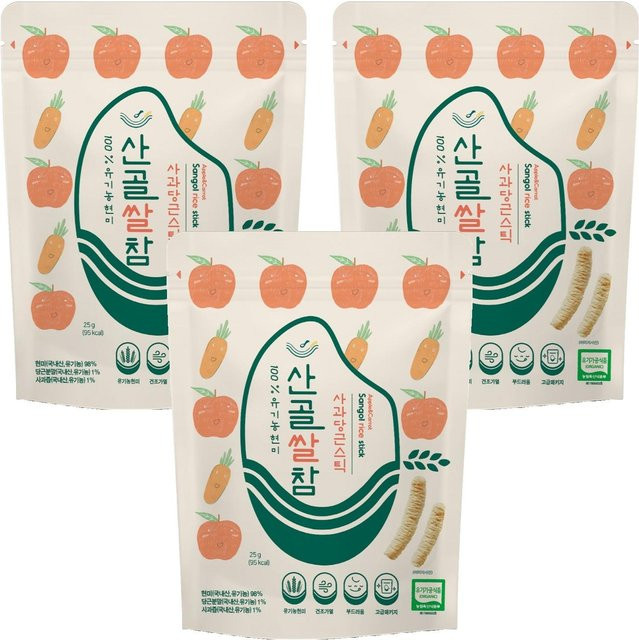 Ecomom Sangol Bio-Reis-Snack Apfel & Karotte 3 x 25 g - Bild 1