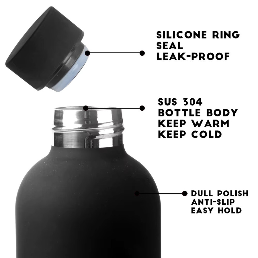 Abay Thermosflasche aus Edelstahl in Schwarz als isolierter Vakuumbecher für Sport und Alltag - Bild 2