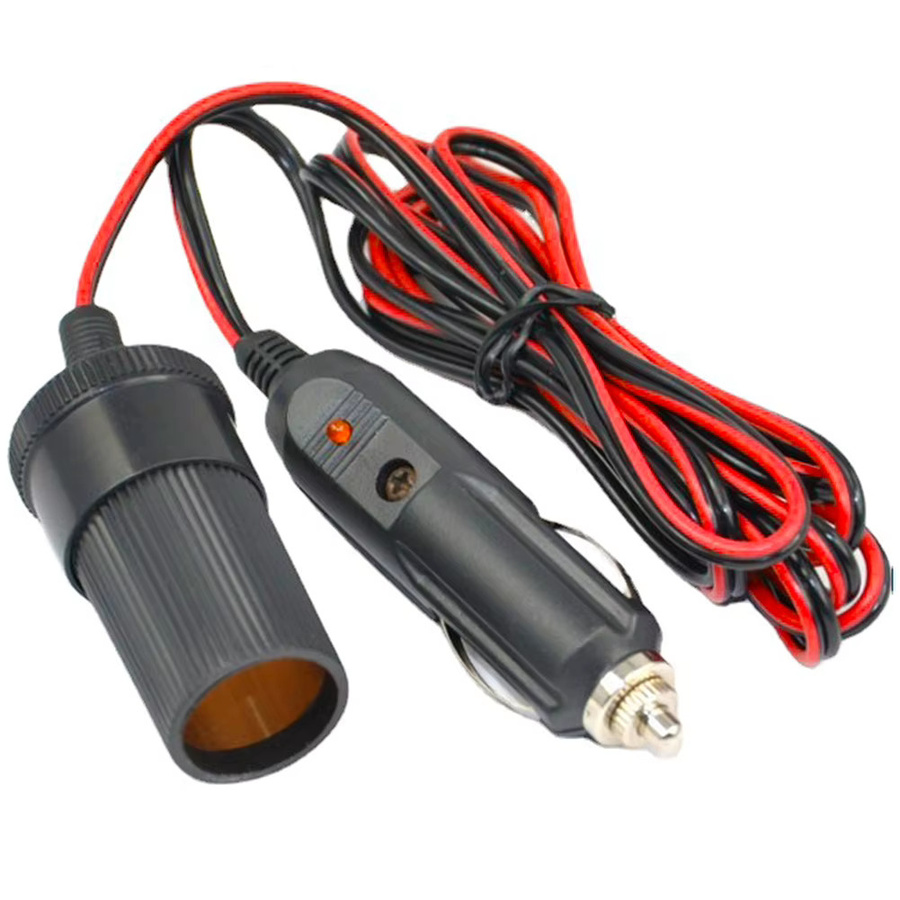 Auto Zigarrenanzünder Verlängerungskabel mit Anzeige und LED-Licht, 12/24V Adapterkabel für Stecker zu Buchse, Farbe: Schwarz - Bild 7