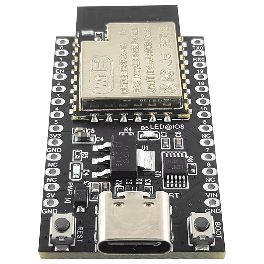 ESP32-C3 Entwicklungsboard mit RISC-V 32-Bit Single-Core, WiFi und Bluetooth, 4 MB Flash, 26-Pin, Type-C, Schwarz - Bild 4