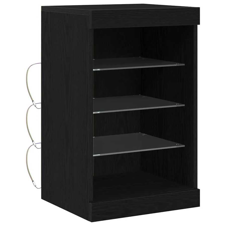 vidaXL Sideboard in Schwarz und Eichen-Optik mit integrierter Beleuchtung, B/T/H: 41 x 37 x 67 cm - Bild 2