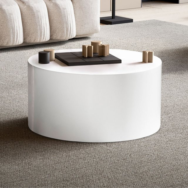 Couchtisch FineBuy MONOBLOC Rund in Weiß Hochglanz, Durchmesser: 60 cm, Höhe: 30 cm - Bild 1