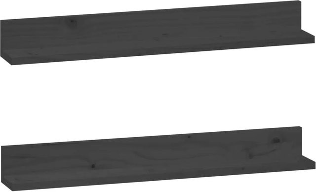 vidaXL Wandregale Set aus Kiefernholz in Grau mit rustikaler Optik, 2 Stück, B: 80 cm, T: 11 cm, H: 9 cm - Bild 1