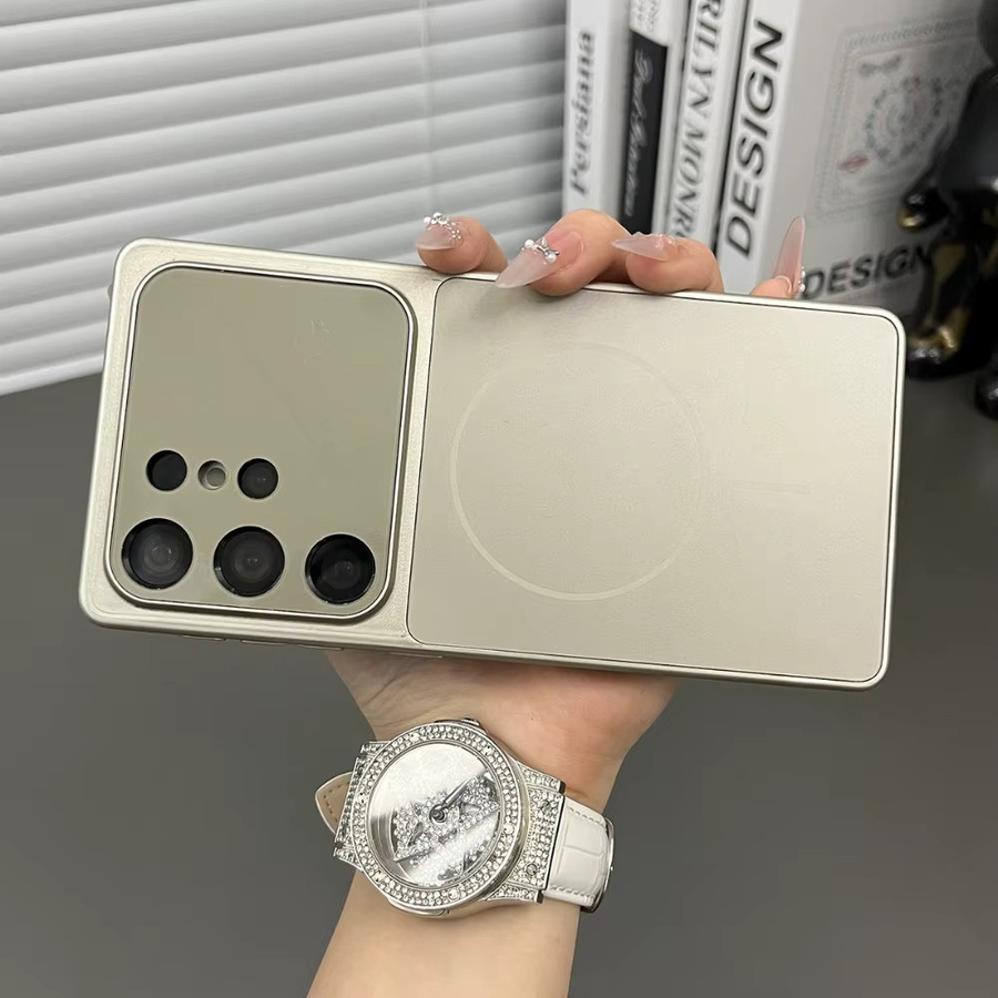 Loobival MagSafe Handyhülle mit großem Fenster für Samsung Galaxy S26 S25 S24 S23 Ultra Plus, matte magnetische stoßfeste PC-Hülle, Grau - Bild 1