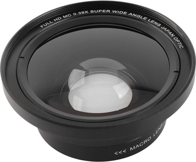 Professionelles HD Weitwinkelobjektiv 0,39X mit 37mm Schnittstelle für Digitale Videokameras in Schwarz - Bild 1