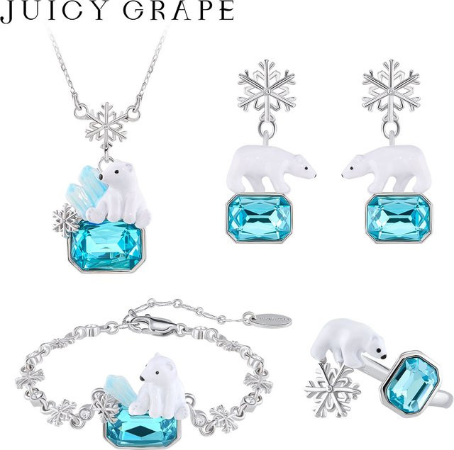 JUICY GRAPE Schmuck-Set Eisbär Emaille, Silber, Damen - Bild 1