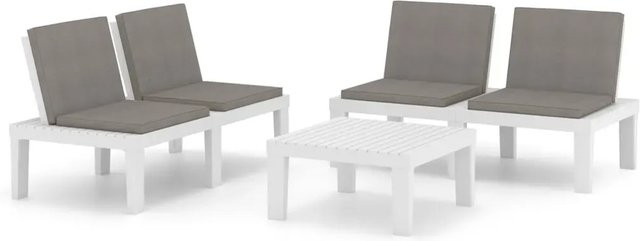 vidaXL 3-teiliges Garten-Lounge-Set aus Kunststoff mit Kissen in Weiß und Anthrazit - Bild 1