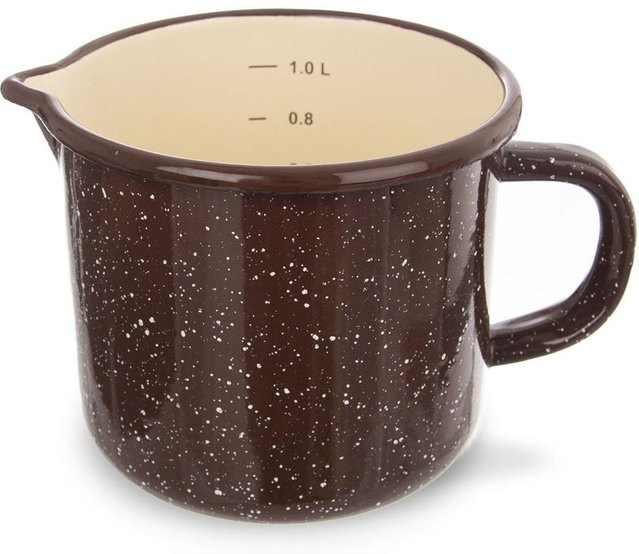 Emaillebecher mit Messbecher in Braun, 1,2 l - Bild 1
