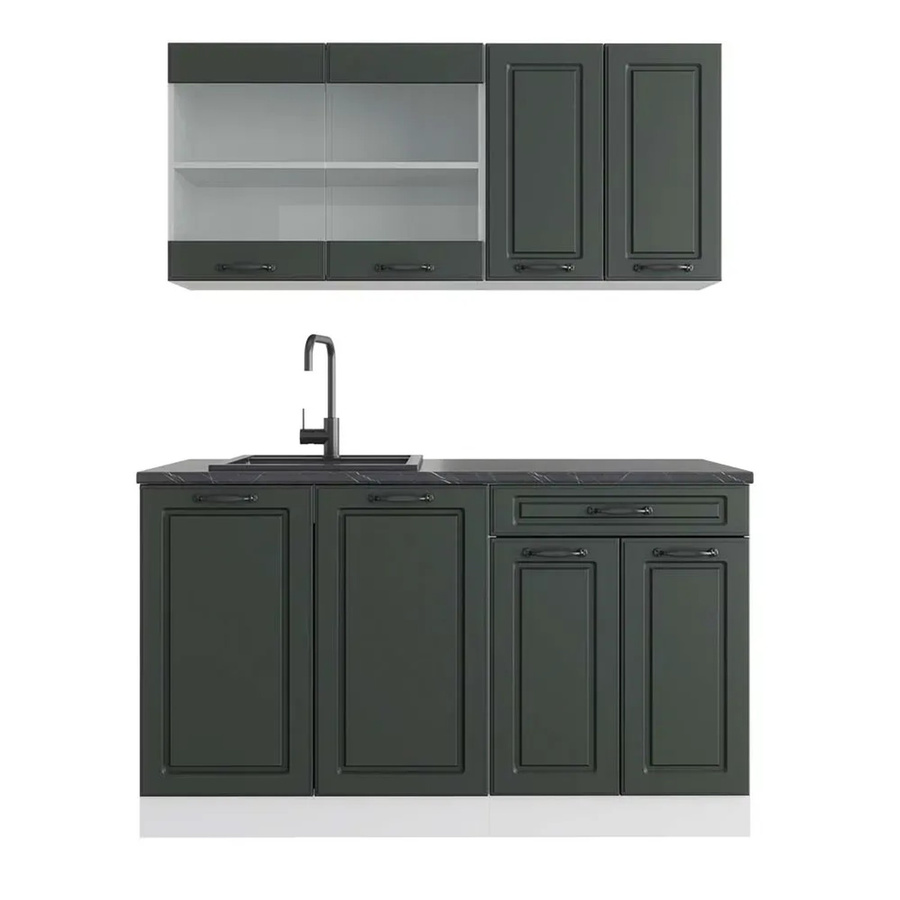 Vicco R-Line Singleküche Landhausstil Anthrazit und Weiß, Breite: 140 cm - Bild 2