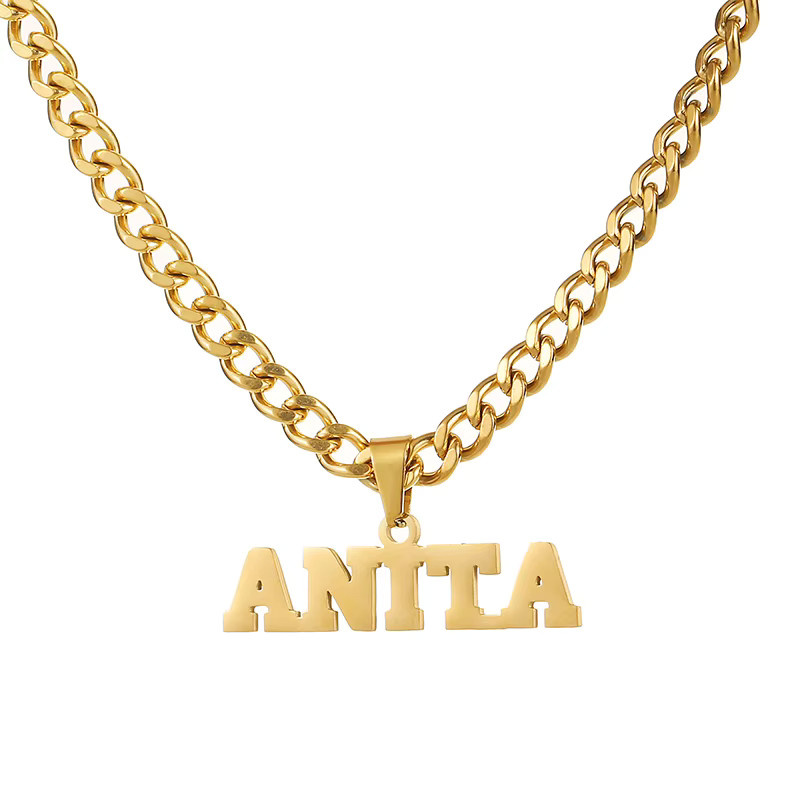 Kcaco Namensketten-Anhänger, Edelstahl, Gold, Unisex - Bild 2