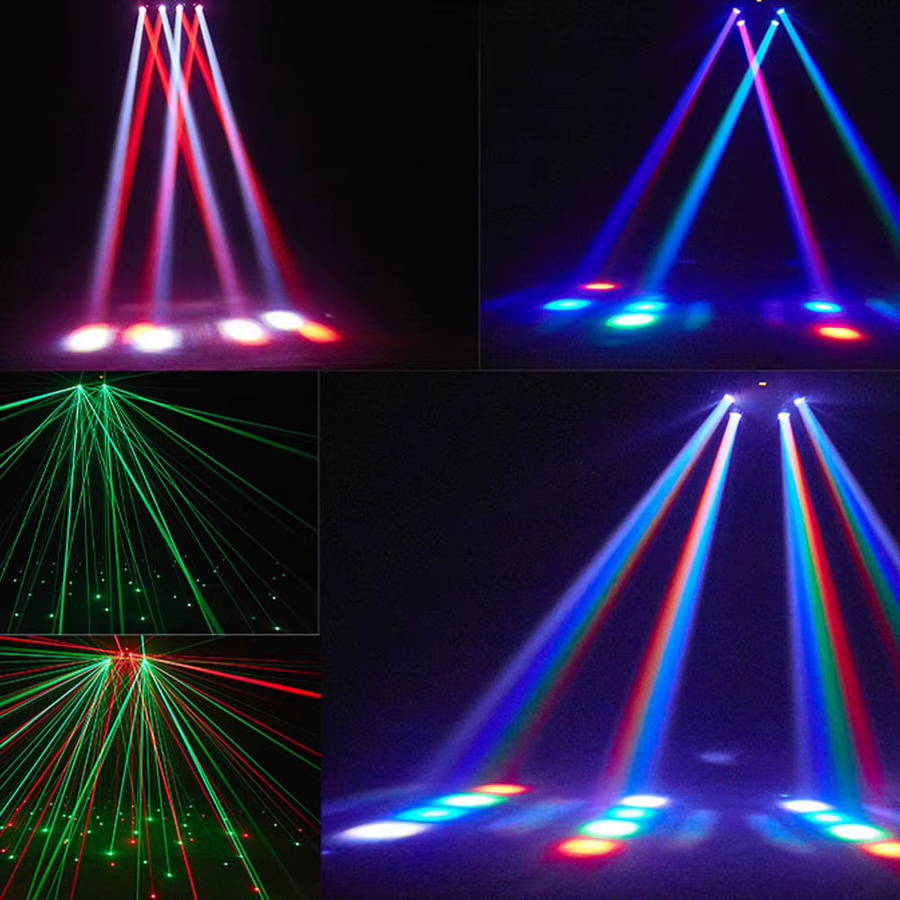QUNAO LED DJ Bühnenlicht Doppelkopf DMX Strahllampe Multicolour Schwarz - Bild 3