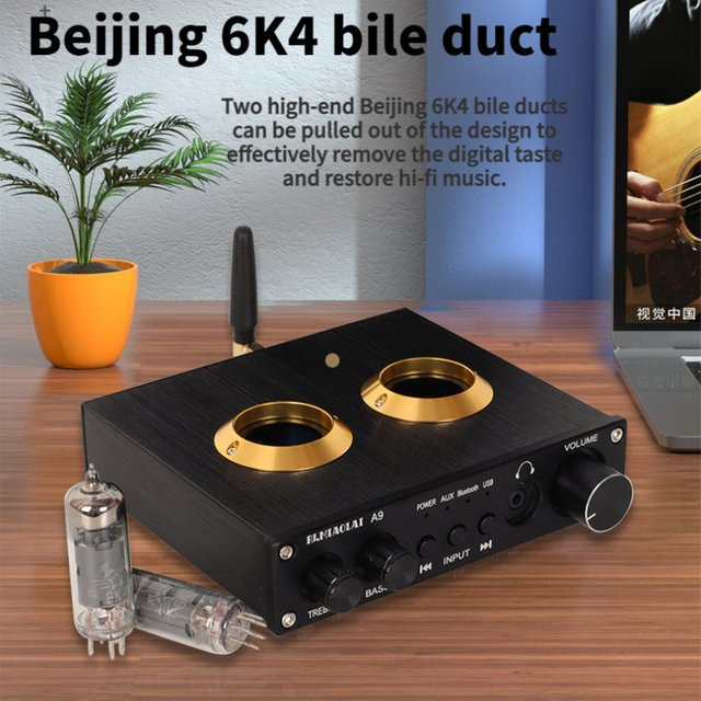 PJ.MIAOLAI A9 6K4 Vakuum Galle Rohr Vorverstärker Mini HIFI Stereo AMP mit Bluetooth 5.0, USB und RCA in Schwarz - Bild 1