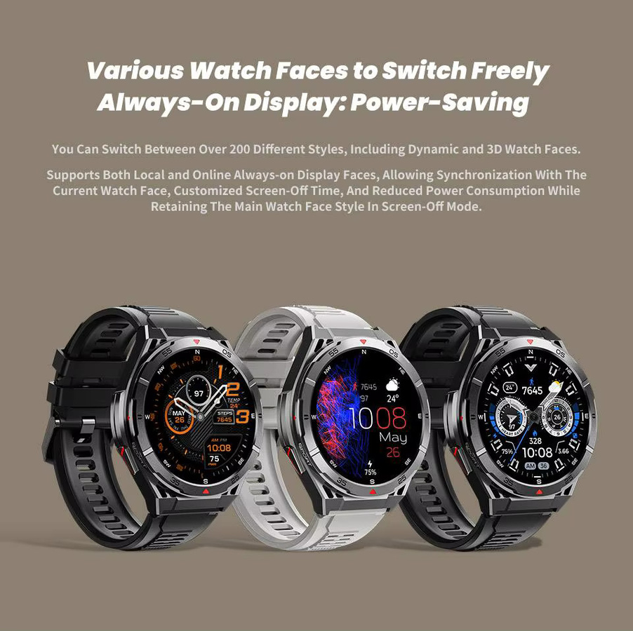 LEADOYS Smartwatch, GPS, Bluetooth, 1,43 Zoll, Schwarz, Silikon - Bild 4