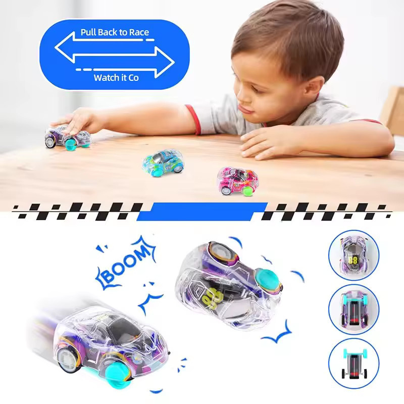 ZQNYCY Mini-Autos zum Zurückziehen im 12er Set, bunte Rennspielzeug-Fahrzeuge aus Kunststoff für Kinder, Mehrfarbig - Bild 2