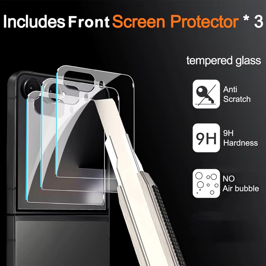 3er-Set Schutzglas für Samsung Galaxy Z Flip 7, ZFlip7 FE und Z Flip 6, transparent, 9H gehärtete Glasabdeckung für das Display - Bild 2