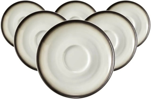 Seltmann Weiden Espressountertassen Terra in Grau und Weiß, 6er Set, Durchmesser: 12 cm - Bild 1