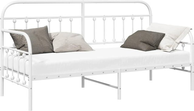 vidaXL Tagesbettrahmen aus pulverbeschichtetem Stahl in Weiß, modern, B/T/H: 80 x 200 cm - Bild 1