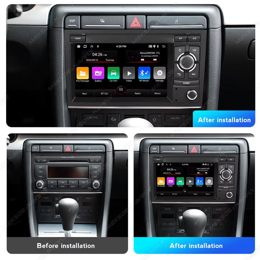 NAVIFANS Android 15 Autoradio mit kabellosem CarPlay und Bluetooth für Audi A4 B6 B7 S4 RS4 2000-2009, 64G Multimedia-Player in Schwarz - Bild 2