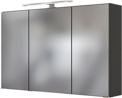 HELD MÖBEL Spiegelschrank Arezzo in Graphitgrau mit LED-Beleuchtung und Glasfront, Höhe: 64 cm, Tiefe: 20 cm, Breite: 100 cm - Bild 1