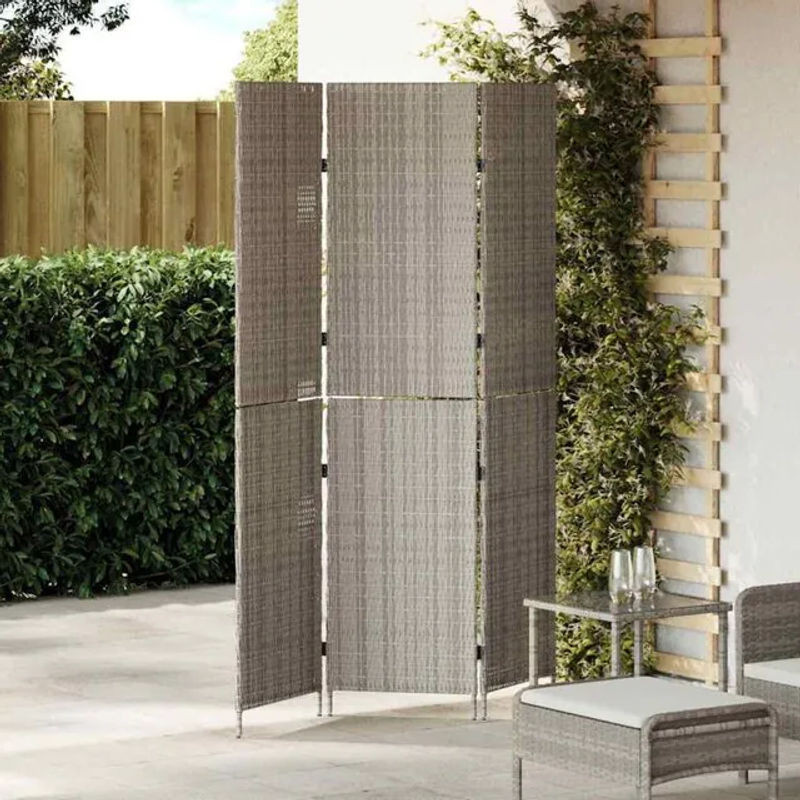 vidaXL Raumteiler aus Polyrattan in Grau, modern und freistehend, B/H: 147 x 180 cm - Bild 1