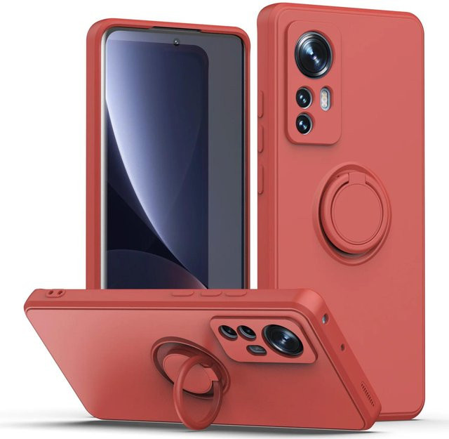 CHUYONG Magnetische Handyhülle aus weichem Flüssigsilikon mit Ringhalter für Xiaomi Mi 12, Mi 11 Lite 5G, Mi 10T, Mi 11T Pro und Mi 10T Pro in Rot - Bild 1