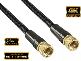 DINIC Premium SAT Koaxialkabel mit 2x F-Stecker, schwarz, Länge: 2 m - Bild 1