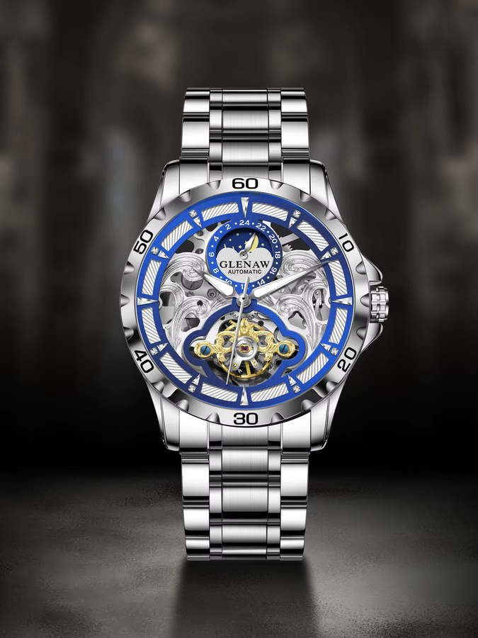 GLENAW Design Armbanduhr, Automatik, Mondphase, Edelstahl, Herren - Bild 7