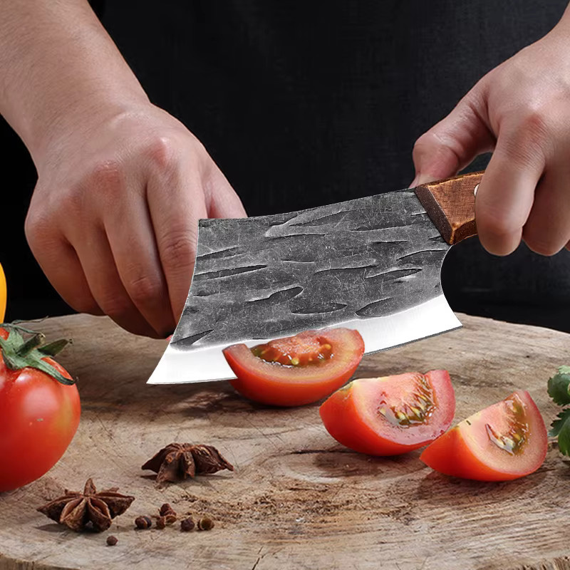 InLeung Hackmesser aus Edelstahl mit Holzgriff in Silber für Fleisch, Fisch und Gemüse - Bild 3