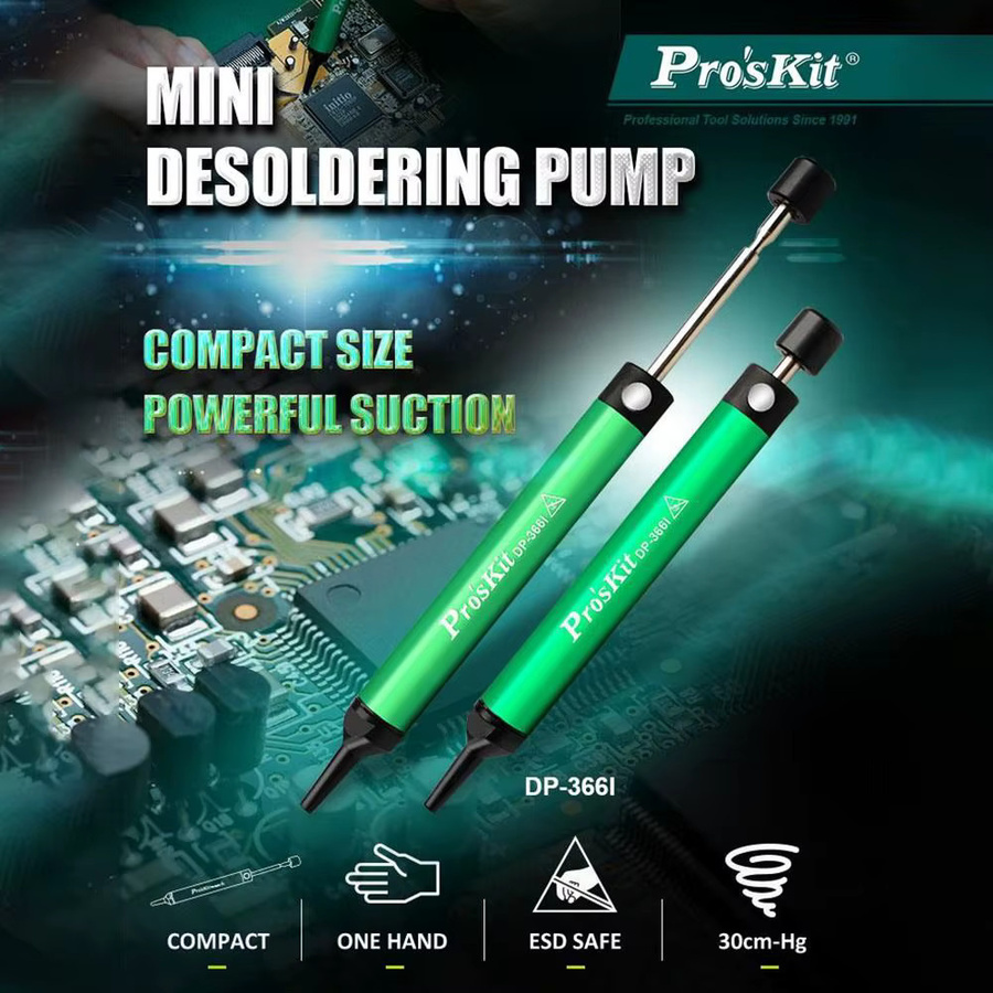DP-366I Mini-Zinnabsaugpumpe aus Aluminiumlegierung, antistatisches Reparaturwerkzeug in Grün - Bild 5