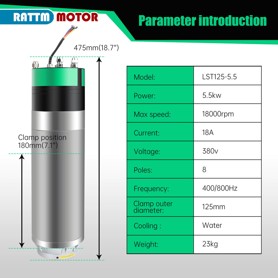 RATTMMOTOR BT30 CNC-Spindelmotor mit FL-BDZ-Wechselrichter und ATC Automatischer Werkzeugwechsel, wassergekühlt mit Keramiklager - Bild 2
