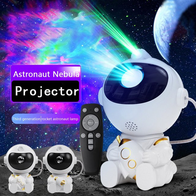 LINYILIGHT Astronauten Sternenprojektor in Weiß mit Timer und Fernbedienung als Galaxie-Nachtlicht und atmosphärische Raumdekoration - Bild 1
