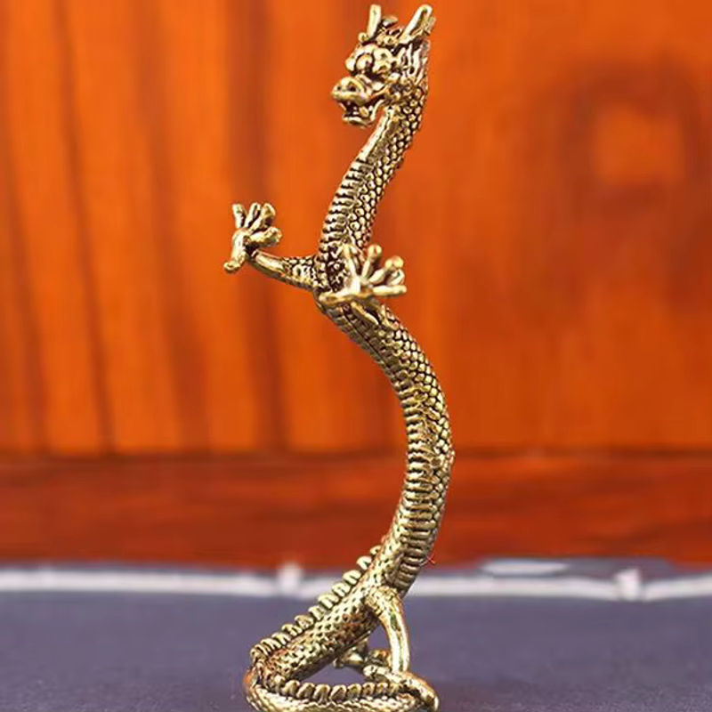 JETTING Drachen Statue aus Messing in Gold als stehende Dekoration für dein Zuhause - Bild 2
