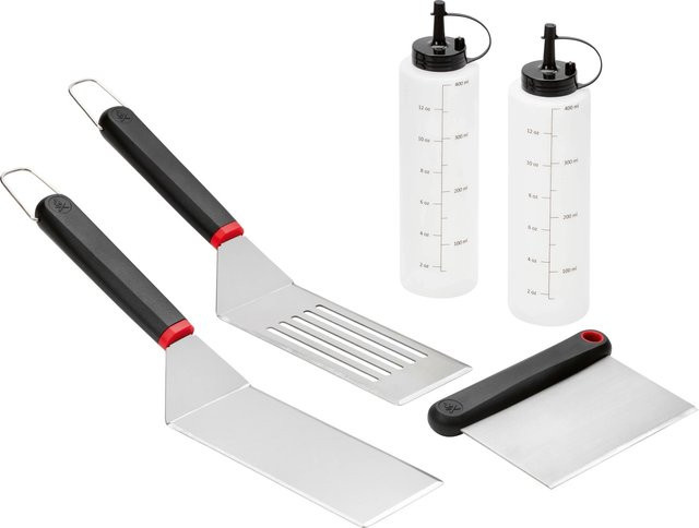 Jamestown Plancha-Grill-Set 5-teilig in Silber aus Edelstahl mit Grillwender, Plancha-Spachtel, Ölflasche und Grillspachtel - Bild 1