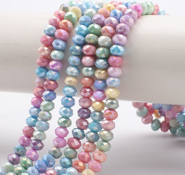 YUANZHIRUN Glasperlen, Facettierte Rondelle, 8mm, Macaron Porzellan Farbe - Bild 1