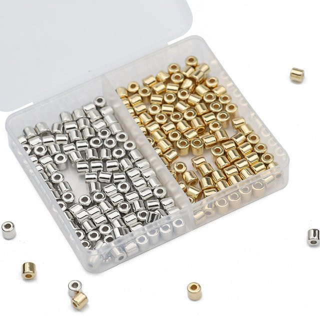 JHNBY Perlen, Messing, Gold, Silber Farbe, 4 mm, Unisex - Bild 1