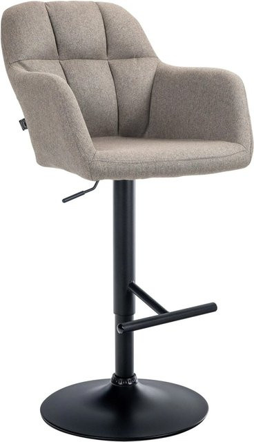DELUKE Barhocker TUBEL in Taupe, höhenverstellbarer Barstuhl mit Lehne, drehbar und schwarz, B/T/H: 57 x 59 x 97 cm - Bild 1