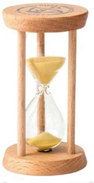 XUNYUa Runde Sanduhr aus Holz und Glas als Timer für Kinder in Gelb mit 5 Minuten Laufzeit - Bild 1