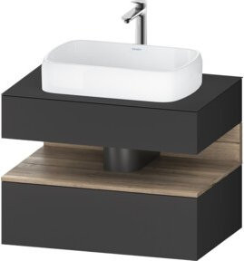 Duravit Waschtischunterschrank Qatego in Grau Matt mit einer Schublade, Wandmontage - Bild 1