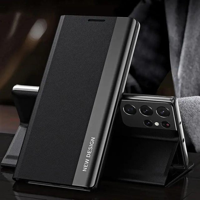 Leder Klapphülle für Samsung Galaxy S26 S25 S24 S23 S22 S21 S20 Ultra Plus Edge FE Note 20 Ultra mit Ständer Funktion in Schwarz - Bild 1