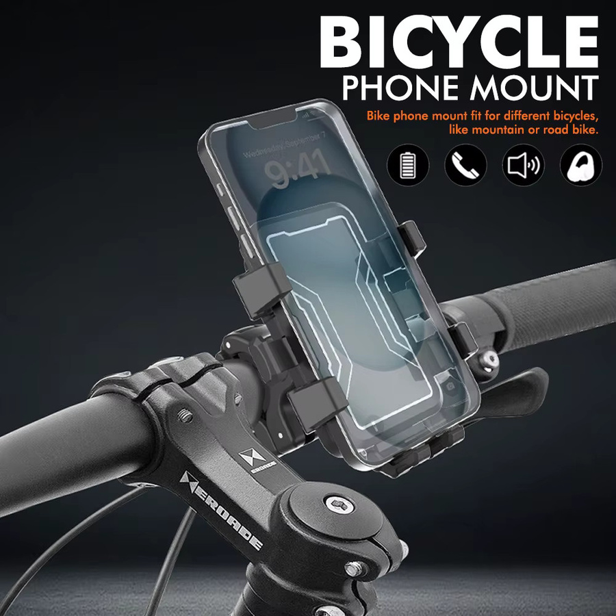 6-Klauen-Fahrrad-Handyhalterung mit Ladeanschluss und 360 Grad Rotation in Rot, Anti-Shock Halterung für Motorrad, MTB, Rennrad und Roller, passend für 4,7 bis 7 Zoll Smartphones - Bild 2