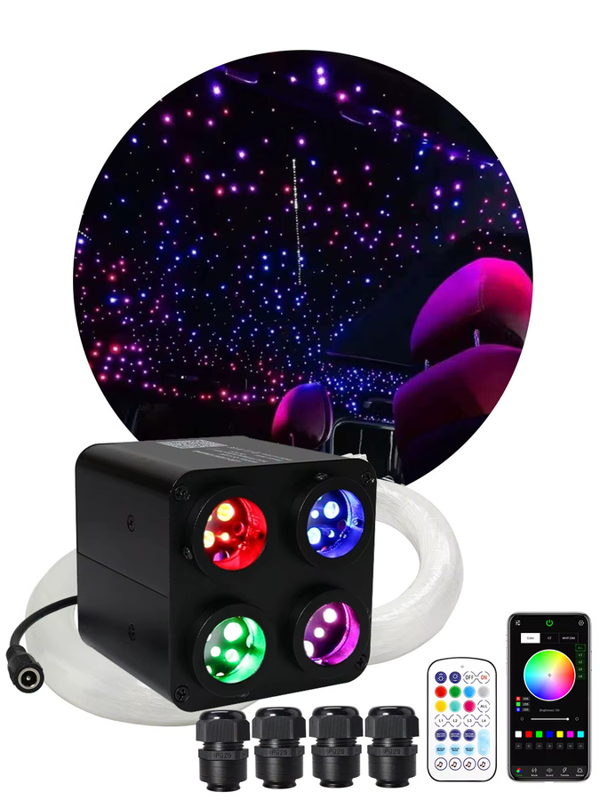 AMKI RGBW Meteor Glasfaser Sternenhimmel Set mit 850 Glasfasern, 36W, Multicolour, Schwarz, mit App- und RF-Fernbedienung für Auto und Zuhause - Bild 6
