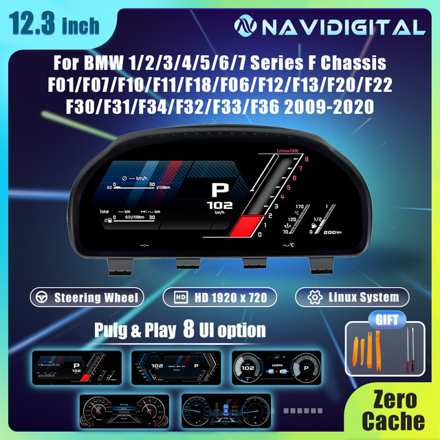 Navidigital Virtuelles Cockpit Dashboard 12,3 Zoll für BMW 1-7er Serie Baujahre 2009-2020 in Schwarz - Bild 1