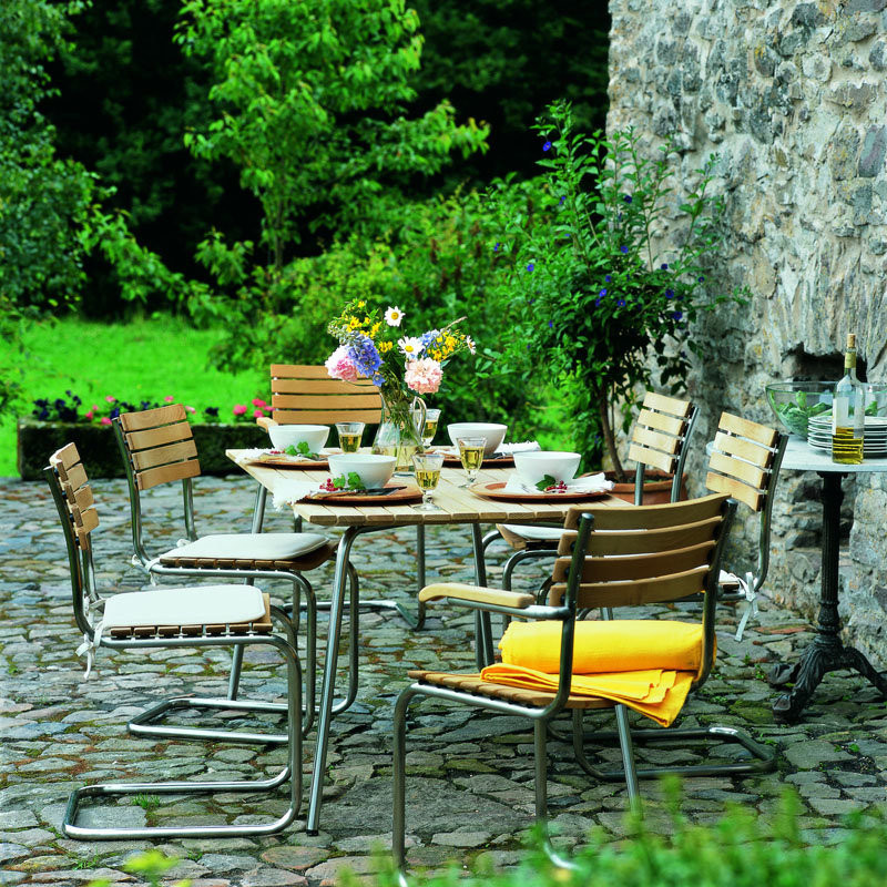 Thonet S 40 Freischwinger All Seasons in Braun mit Iroko und Edelstahl - Bild 2