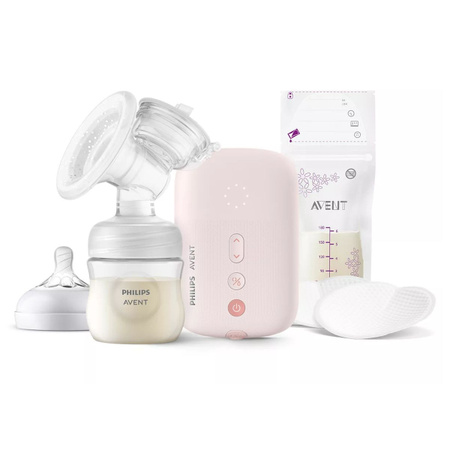 Philips Avent Elektrische Milchpumpe Natural Motion SCF395/31 mit PP-Flasche, 2 Einweg-Stilleinlagen und 5 Muttermilchbeuteln