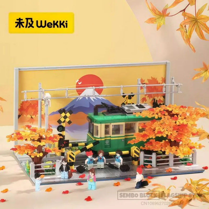 SEMBO BLOCK Kamakura Zug Montage Bausteine mit Kirschblüten-Straßenszene in Mehrfarbig als dekoratives Modell aus Kunststoff - Bild 1