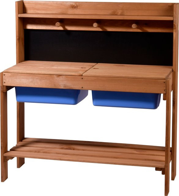 DOBAR Matschküche für Kinder aus Holz mit Kreidetafel und 2 Behältern - Bild 1