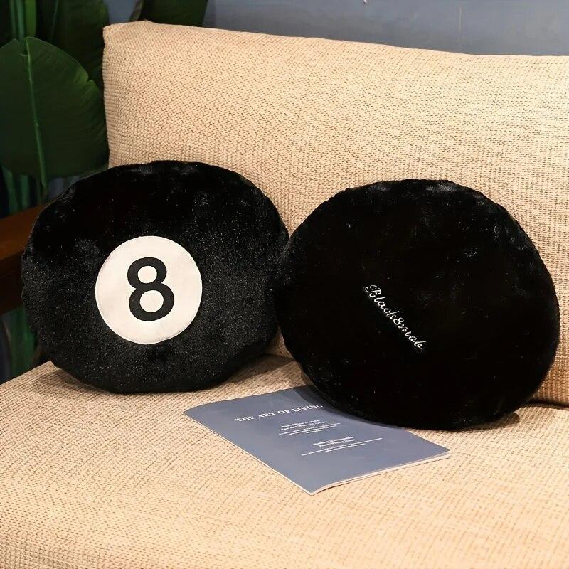Schwarzes 8 Billard Kissen aus Plüsch für Sofa und Dekoration, B/B/B: 35 x 35 x 35 cm - Bild 2