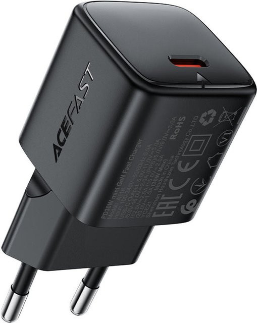 Acefast A118 Netzladegerät mit 30W und 3A, 1 x USB-C, Schwarz - Bild 1